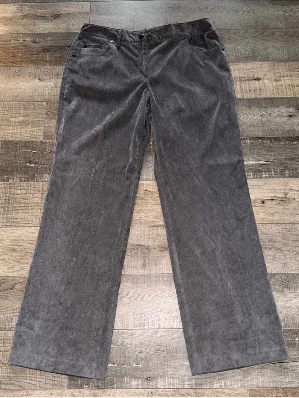 New directions women’s Gray micro Corduroy Straight-Leg Pants